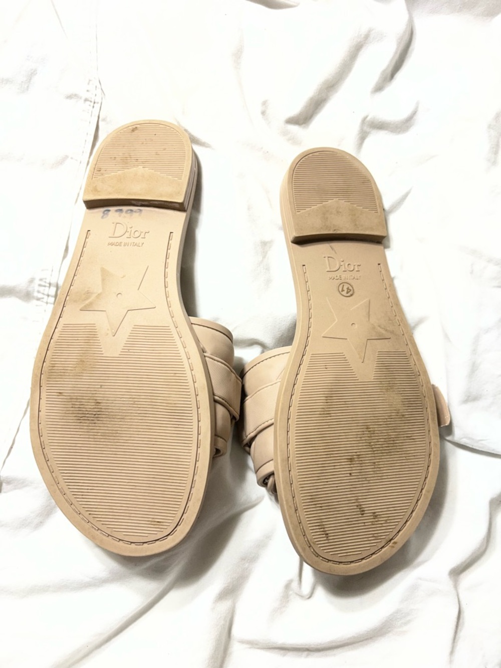 Dior Quilted Logo Slide Sandals in Nude - Picture 7 of 8